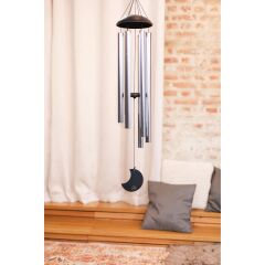 Ay Sembollü Meditasyon Rüzgar Çanı 44'' (Gümüş)