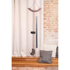 Ay Sembollü Kavisli Rüzgar Çanı 35'' (Gümüş)