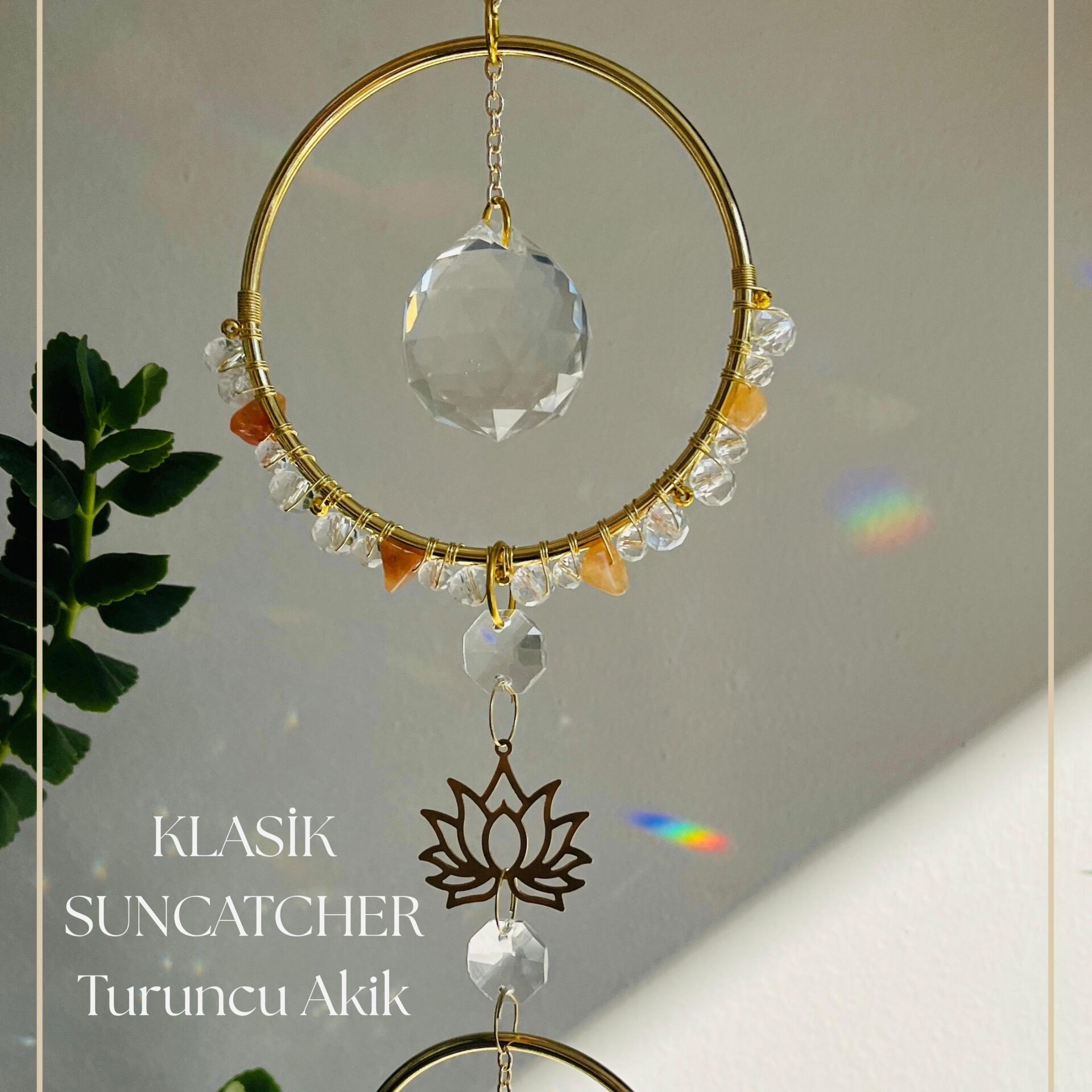 Kristaller - Klasik Suncatcher akik (turuncu)