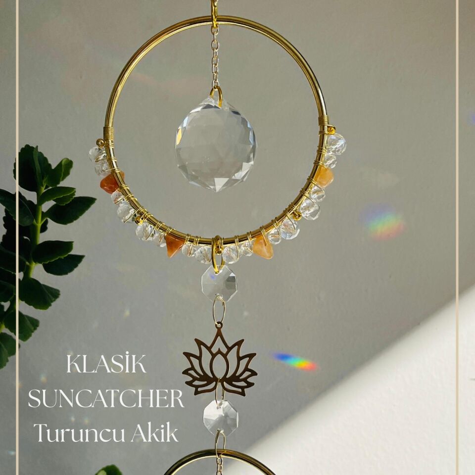 Kristaller - Klasik Suncatcher akik (turuncu)