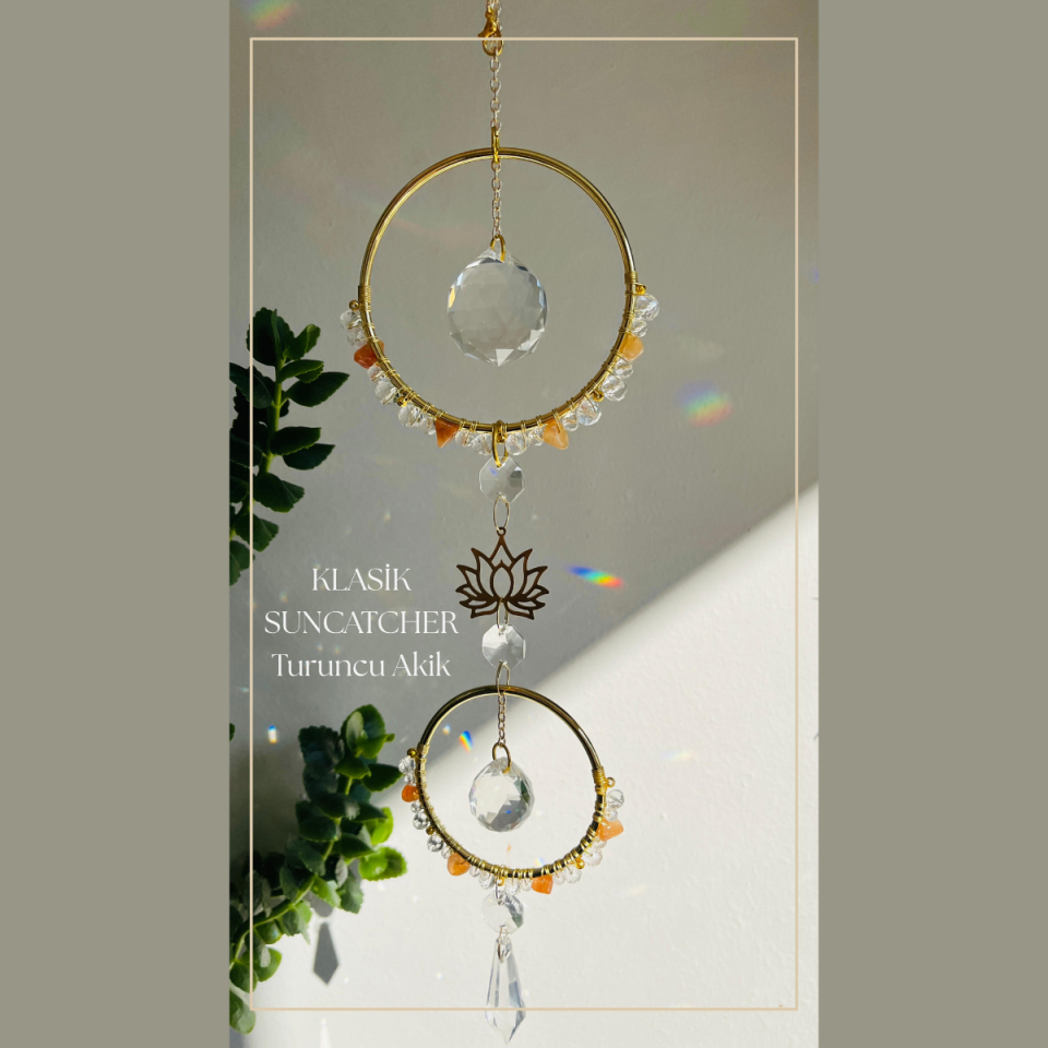 Kristaller - Klasik Suncatcher akik (turuncu)