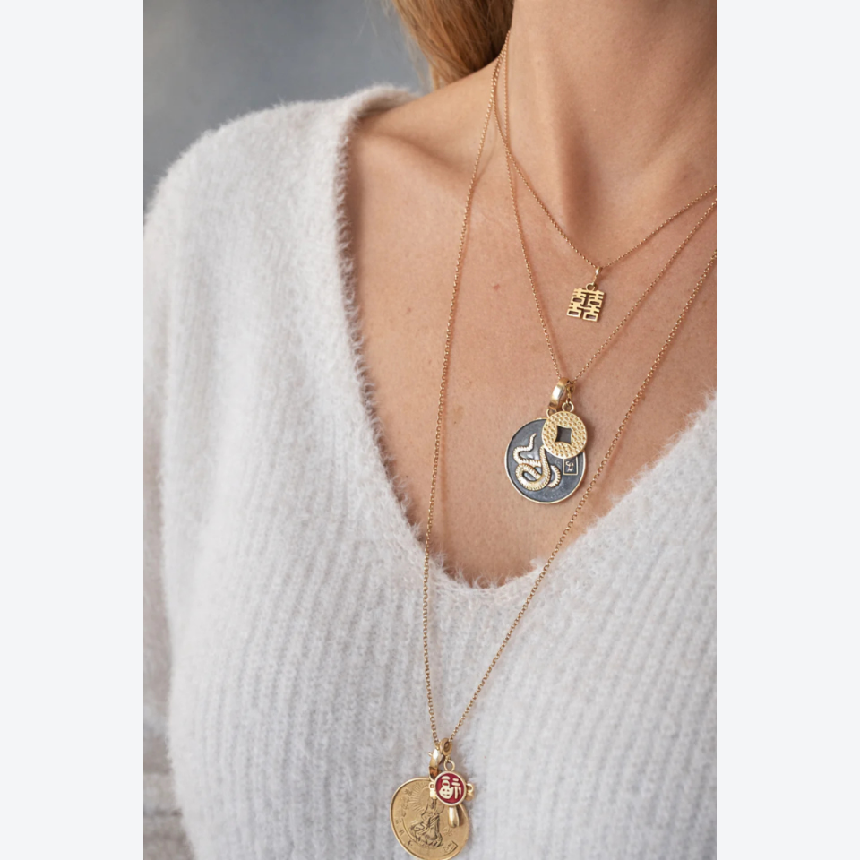 Çifte Mutluluk Altın Kolye Ucu